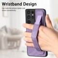 For Samsung Galaxy S21 Ultra 5G Retro Wristband Holder Leather Back Phone Case(Purple)