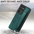For Samsung Galaxy S21 Ultra 5G Retro Wristband Holder Leather Back Phone Case(Green)