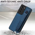 For Samsung Galaxy S21 5G Retro Wristband Holder Leather Back Phone Case(Blue)