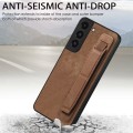 For Samsung Galaxy S22 5G Retro Wristband Holder Leather Back Phone Case(Brown)