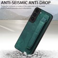 For Samsung Galaxy S22 5G Retro Wristband Holder Leather Back Phone Case(Green)