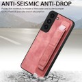 For Samsung Galaxy S22 5G Retro Wristband Holder Leather Back Phone Case(Pink)