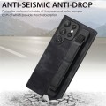 For Samsung Galaxy S22 Ultra 5G Retro Wristband Holder Leather Back Phone Case(Black)