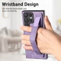 For Samsung Galaxy S22 Ultra 5G Retro Wristband Holder Leather Back Phone Case(Purple)