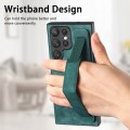 For Samsung Galaxy S22 Ultra 5G Retro Wristband Holder Leather Back Phone Case(Green)