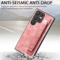 For Samsung Galaxy S22 Ultra 5G Retro Wristband Holder Leather Back Phone Case(Pink)