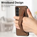 For Samsung Galaxy S23 5G Retro Wristband Holder Leather Back Phone Case(Brown)