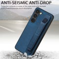 For Samsung Galaxy S23 5G Retro Wristband Holder Leather Back Phone Case(Blue)