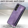 For Samsung Galaxy S23 5G Retro Wristband Holder Leather Back Phone Case(Purple)