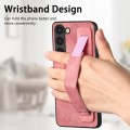For Samsung Galaxy S23 5G Retro Wristband Holder Leather Back Phone Case(Pink)