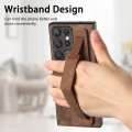 For Samsung Galaxy S23 Ultra 5G Retro Wristband Holder Leather Back Phone Case(Brown)