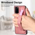 For Samsung Galaxy S20+ Retro Wristband Holder Leather Back Phone Case(Pink)