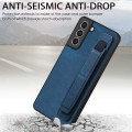 For Samsung Galaxy S21 FE 5G Retro Wristband Holder Leather Back Phone Case(Blue)