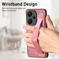 For Xiaomi Redmi Note 13 Pro+ Retro Wristband Holder Leather Back Phone Case(Pink)