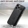 For iPhone 15 Pro Max Retro Wristband Holder Leather Back Phone Case(Black)