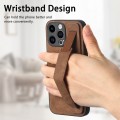For iPhone 15 Pro Max Retro Wristband Holder Leather Back Phone Case(Brown)
