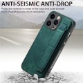 For iPhone 15 Pro Max Retro Wristband Holder Leather Back Phone Case(Green)