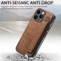 For iPhone 15 Pro Retro Wristband Holder Leather Back Phone Case(Brown)