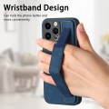 For iPhone 15 Pro Retro Wristband Holder Leather Back Phone Case(Blue)