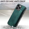 For iPhone 15 Plus Retro Wristband Holder Leather Back Phone Case(Green)