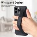 For iPhone 15 Retro Wristband Holder Leather Back Phone Case(Black)