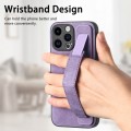 For iPhone 15 Retro Wristband Holder Leather Back Phone Case(Purple)