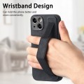 For iPhone 14 Plus Retro Wristband Holder Leather Back Phone Case(Black)