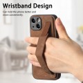 For iPhone 14 Retro Wristband Holder Leather Back Phone Case(Brown)
