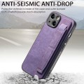 For iPhone 14 Retro Wristband Holder Leather Back Phone Case(Purple)