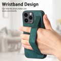 For iPhone 14 Pro Retro Wristband Holder Leather Back Phone Case(Green)