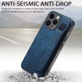 For iPhone 14 Pro Max Retro Wristband Holder Leather Back Phone Case(Blue)