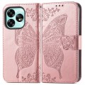 For UMIDIGI A15 / A15C Butterfly Love Flower Embossed Leather Phone Case(Rose Gold)