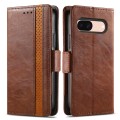 For Google Pixel 6a CaseNeo Splicing Dual Magnetic Buckle Leather Phone Case(Brown)