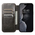 For iPhone 15 Suteni J05 Leather Magnetic Magsafe Phone Case(Black)
