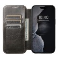 For iPhone 15 Pro Max Suteni J05 Leather Magnetic Magsafe Phone Case(Black)