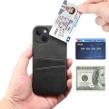 For iPhone 15 Suteni Calf Texture Back Cover Phone Case with Card Slots(Black)