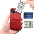 For iPhone 15 Suteni Calf Texture Back Cover Phone Case with Card Slots(Red)