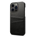 For iPhone 15 Pro Suteni Calf Texture Back Cover Phone Case with Card Slots(Black)