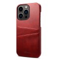 For iPhone 15 Pro Suteni Calf Texture Back Cover Phone Case with Card Slots(Red)