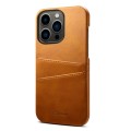 For iPhone 15 Pro Suteni Calf Texture Back Cover Phone Case with Card Slots(Khaki)