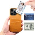 For iPhone 15 Pro Suteni Calf Texture Back Cover Phone Case with Card Slots(Khaki)