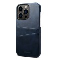 For iPhone 15 Pro Suteni Calf Texture Back Cover Phone Case with Card Slots(Blue)