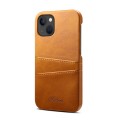 For iPhone 15 Plus Suteni Calf Texture Back Cover Phone Case with Card Slots(Khaki)