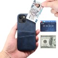 For iPhone 15 Plus Suteni Calf Texture Back Cover Phone Case with Card Slots(Blue)