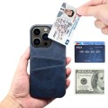 For iPhone 15 Pro Max Suteni Calf Texture Back Cover Phone Case with Card Slots(Blue)
