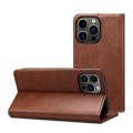 For iPhone 15 Pro Suteni Calf Texture Horizontal Flip Leather Phone Case(Brown)