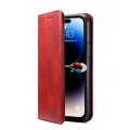 For iPhone 15 Pro Suteni Calf Texture Horizontal Flip Leather Phone Case(Red)