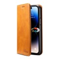 For iPhone 15 Pro Suteni Calf Texture Horizontal Flip Leather Phone Case(Khaki)