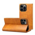 For iPhone 15 Pro Suteni Calf Texture Horizontal Flip Leather Phone Case(Khaki)
