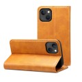 For iPhone 15 Plus Suteni Calf Texture Horizontal Flip Leather Phone Case(Khaki)